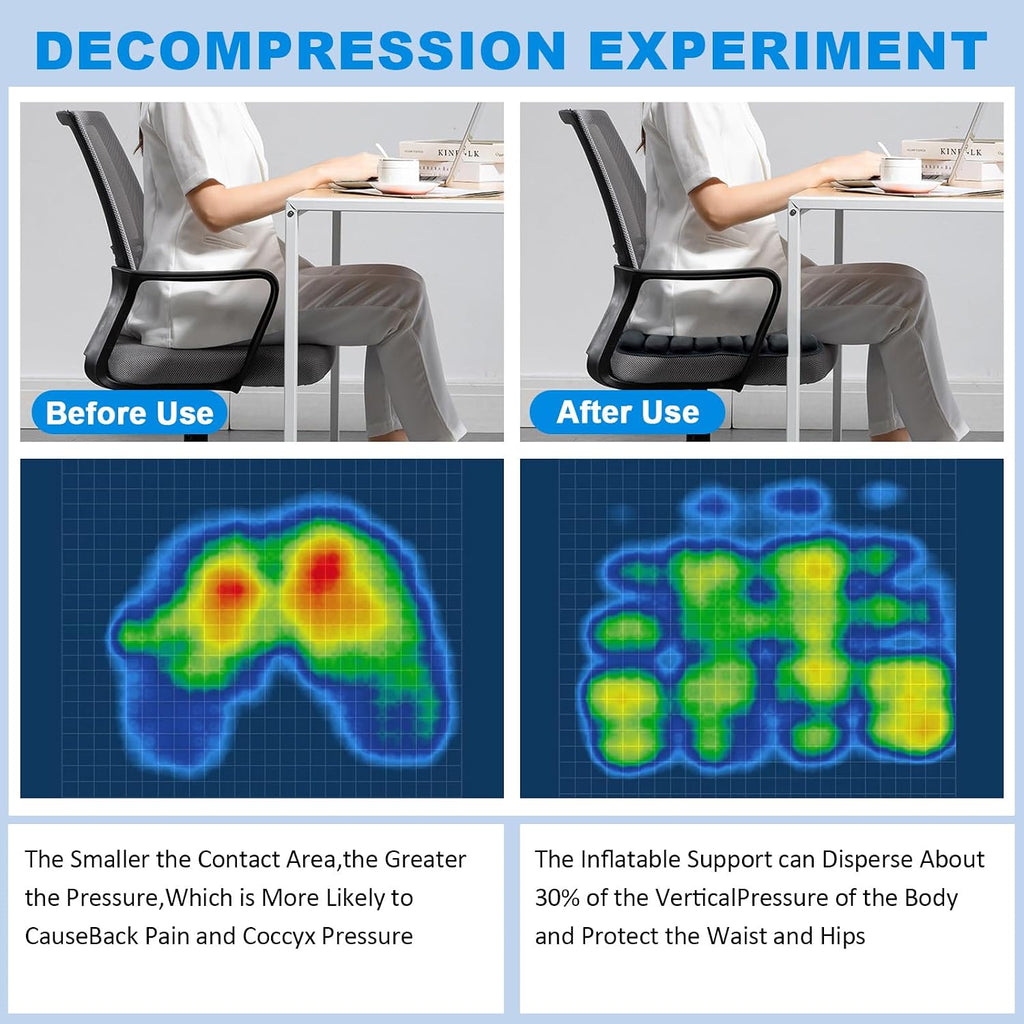 Travel Seat Cushion, Airplane Seat Cushion for Long Flights, Easy to Carry, 3D Inflatable Cushion for Wheelchair, Travel,Driving,Office Work